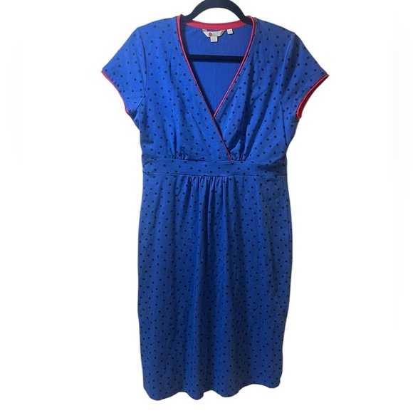 Boden Dresses & Skirts - Boden surplice polka dot midi dress blue colorful career 10